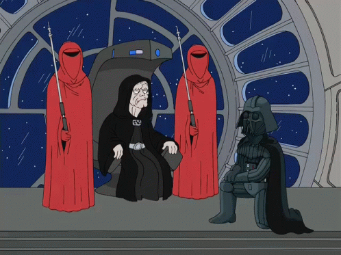 A Cartoon Of Darth Vader And Emperor Palpatine On A Star Wars Ship GIF