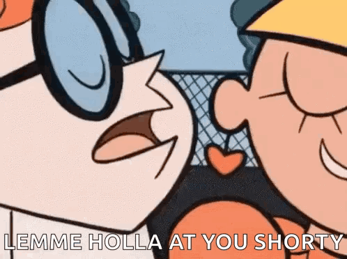 A Cartoon Of Dexter And Madame Holla Kissing Each Other . GIF