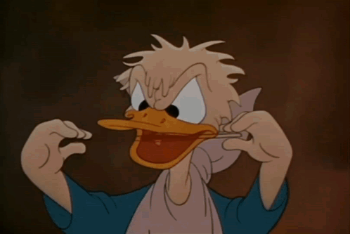 A Cartoon Of Donald Duck With The Words Shut Up Below Him GIF