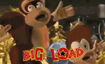 A Cartoon Of Donkey Kong With The Words Big Load In Red GIF