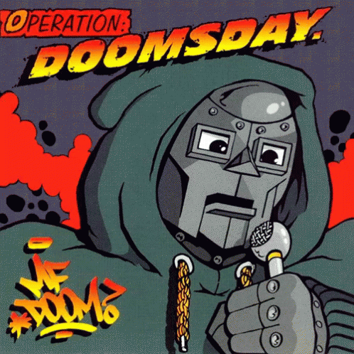 A Cartoon Of Doomsday Holding A Microphone GIF