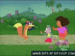 A Cartoon Of Dora And A Squirrel With The Words Make Gifs At Gifsoup.com Underneath GIF