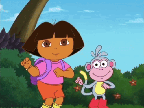 A Cartoon Of Dora The Explorer And A Monkey GIF