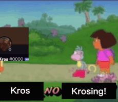 A Cartoon Of Dora The Explorer Standing Next To A Stuffed Animal With The Words Kros And No Krosing Below Her GIF