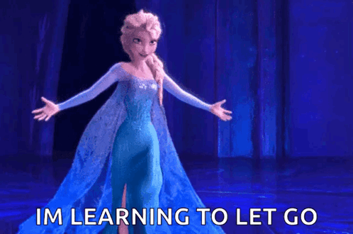 A Cartoon Of Elsa From Frozen With The Words Im Learning To Let Go GIF