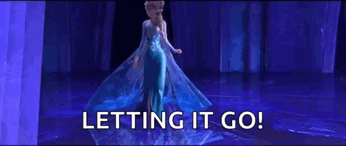 A Cartoon Of Elsa From The Movie Frozen Is Dancing On A Stage With The Words Letting It Go . GIF