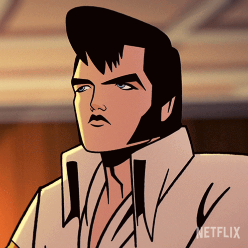A Cartoon Of Elvis Presley From Netflix Is Shown GIF