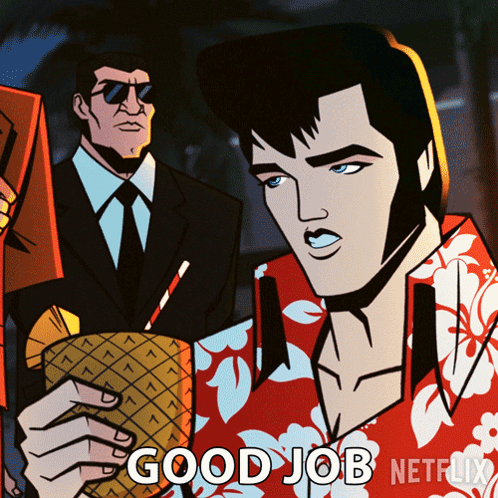 Elvis Presley Holding Pineapple Drink Saying Good Job Netflix GIF