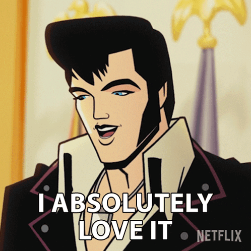 Elvis Presley Cartoon Saying I Absolutely Love It On Netflix GIF