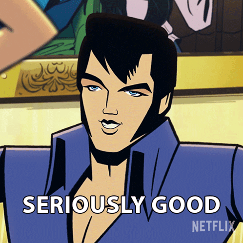 Elvis Presley Cartoon Saying Seriously Good On Netflix GIF