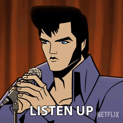 Cartoon Elvis Presley Singing Into Microphone GIF
