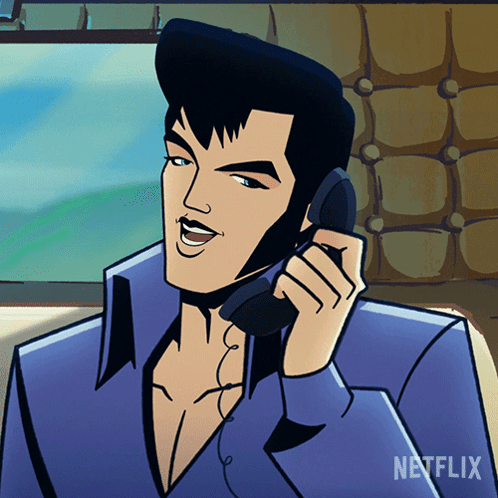 Cartoon Elvis Presley Talking On Phone GIF