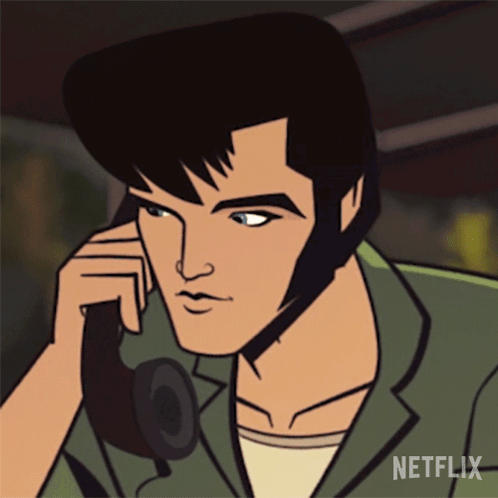 Elvis Presley Talking On Phone With Netflix Logo GIF