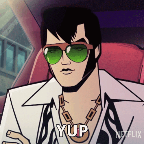 Elvis Presley Cartoon Wearing Sunglasses Saying Yup GIF