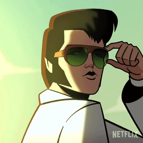 Elvis Presley Cartoon With Sunglasses And Netflix GIF