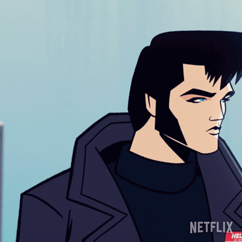 Elvis Presley Cartoon With Netflix Logo GIF