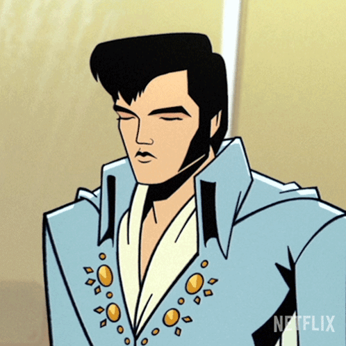 Cartoon Elvis Presley With Netflix Text GIF