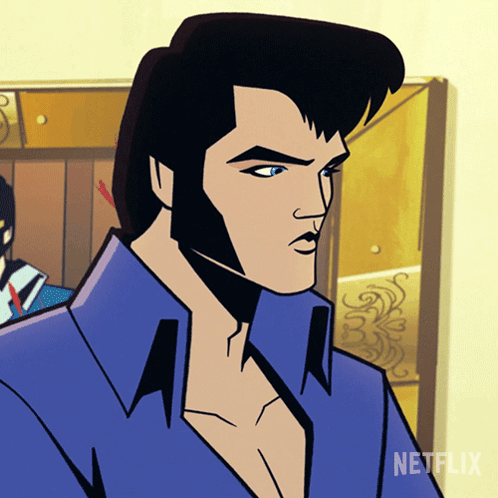 Elvis Presley Cartoon With Netflix Text GIF