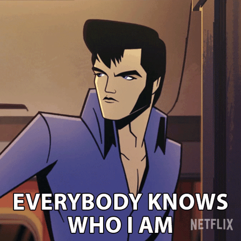 Elvis Presley Cartoon With Everybody Knows Who I Am GIF