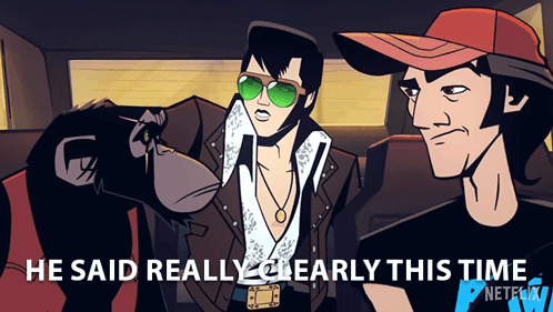 Cartoon Elvis Presley Saying This Time Clearly GIF
