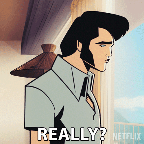 A Cartoon Of Elvis Presley With The Words Really Netflix Below Him GIF