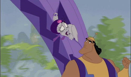 A Cartoon Of Emperor And Empress From The Emperor 'S New Groove Talking To Each Other GIF
