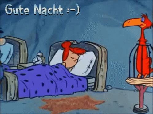 A Cartoon Of Flintstone Standing Next To A Woman In A Bed . GIF