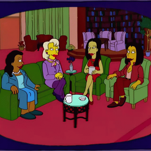 A Cartoon Of Four Women Sitting On A Couch GIF