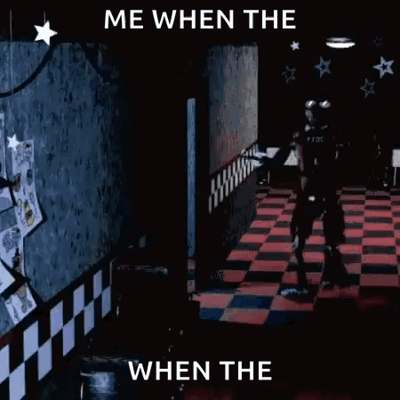 A Cartoon Of Foxy From Five Nights At Freddy 'S Is Standing In A Dark Room Holding A Knife . GIF