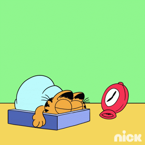 A Cartoon Of Garfield Laying In Bed With The Words I Hate Mondays GIF