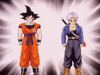 A Cartoon Of Goku And Trunks From Dragon Ball Z GIF