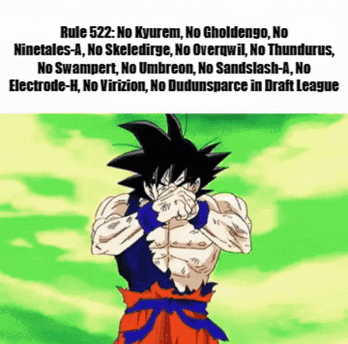 A Cartoon Of Goku Covering His Face With His Hands With The Words Rule 522 Below Him GIF