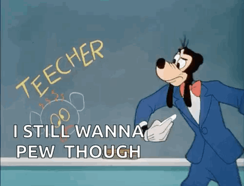 A Cartoon Of Goofy Writing The Word Teacher On The Blackboard GIF