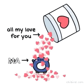 Hearts Pouring Out Of Bucket Saying All My Love For You GIF