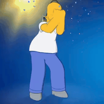 A Cartoon Of Homer Simpson Dancing With A Microphone GIF