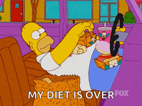 A Cartoon Of Homer Simpson Driving A Car Eating A Bag Of Chips GIF