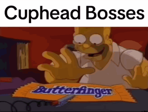 a cartoon of homer simpson holding a candy bar that says butterfinger
