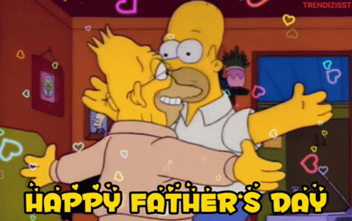 A Cartoon Of Homer Simpson Hugging Bart Simpson With The Words Happy Father 'S Day Above Them GIF
