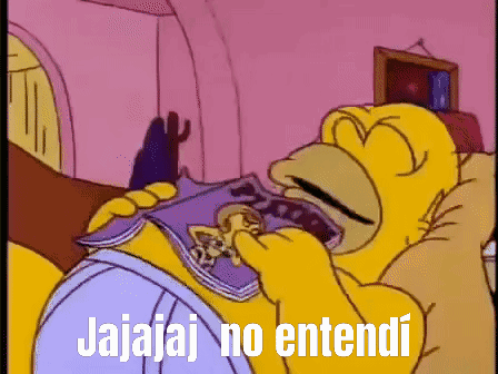 A Cartoon Of Homer Simpson Laying On A Bed Reading A Magazine With The Words Jajaj No Entendi Below Him GIF