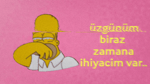 A Cartoon Of Homer Simpson On A Pink Background With The Words Uzgunum Biraz Zamana Ihtiyacim Var GIF