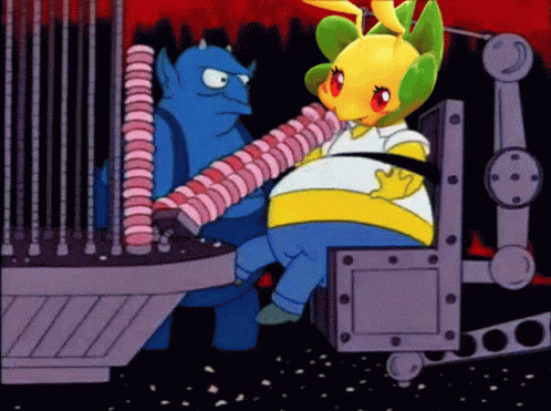 A Cartoon Of Homer Simpson Sitting In A Machine GIF