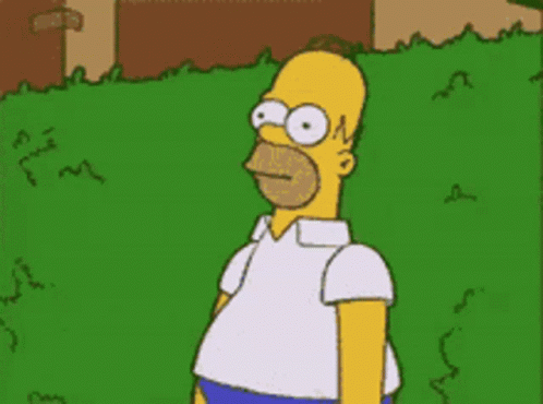 A Cartoon Of Homer Simpson Standing In Front Of A Fence GIF