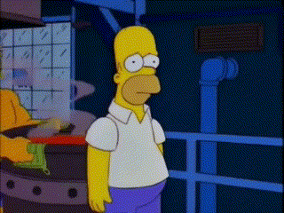A Cartoon Of Homer Simpson Standing In Front Of A Fence GIF