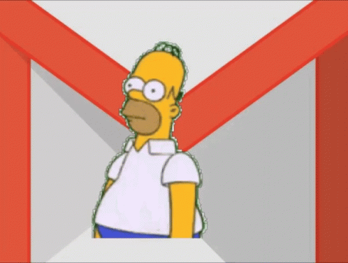 A Cartoon Of Homer Simpson Standing In Front Of A Gmail Envelope GIF