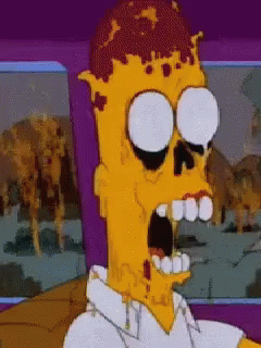 A Cartoon Of Homer Simpson With A Skull On His Face GIF