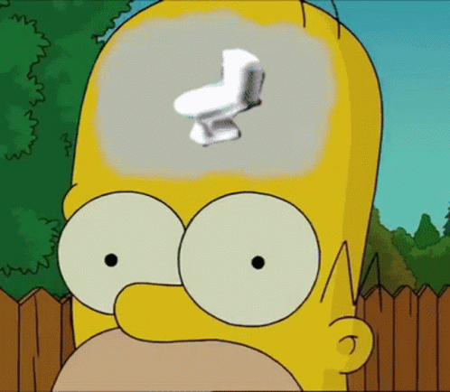 A Cartoon Of Homer Simpson With A Toilet Coming Out Of His Head GIF