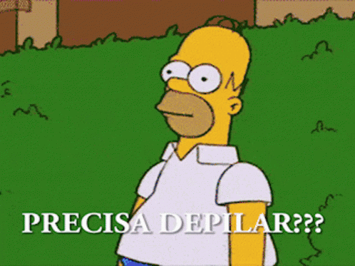A Cartoon Of Homer Simpson With The Words Precisa Depilar On The Bottom GIF