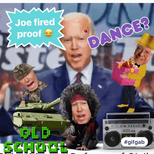 a cartoon of joe biden with the words " joe fired proof " above him