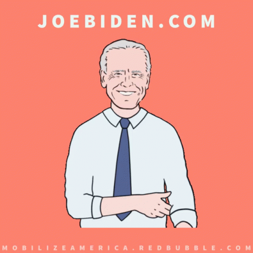 A Cartoon Of Joe Biden With The Words Let 'S Get To Work Below Him GIF