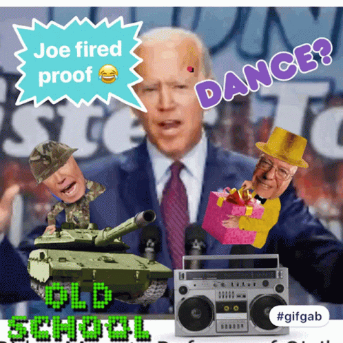 a cartoon of joe fired proof with a soldier on a tank